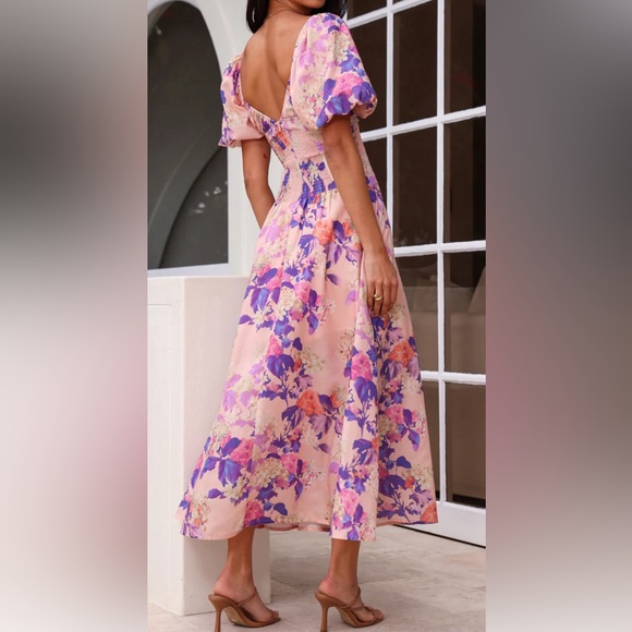 Hello Molly - Daytime Glisten Short Sleeve Midi Dress - Pink - M (US 6) NWT - Picture 2 of 12